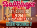 Flyer for BADFINGER Tribute show, April 2016